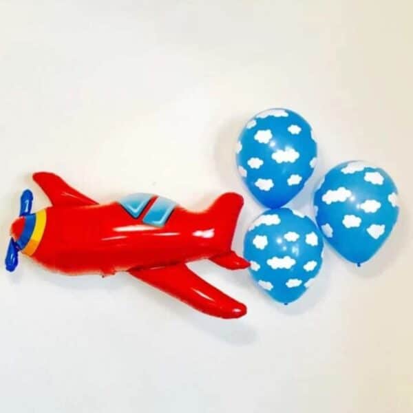 Airplane and Cloud Print Balloon Set
