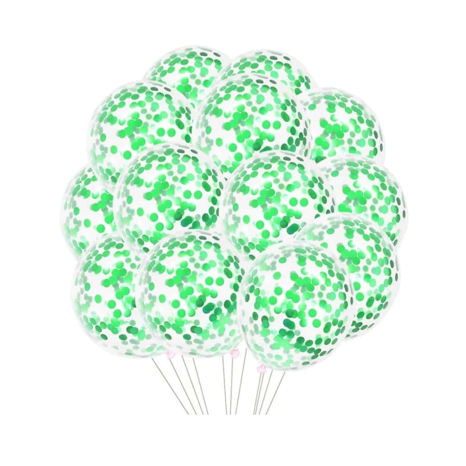 Green Confetti Latex Balloons - 10 Piece 1 10118