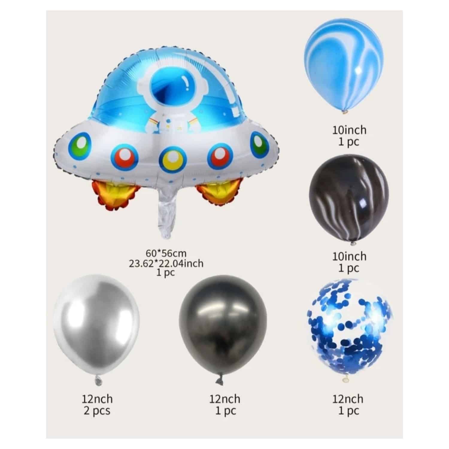 Spaceship Balloon Bouquet -7 Piece - Pretty Party Shop