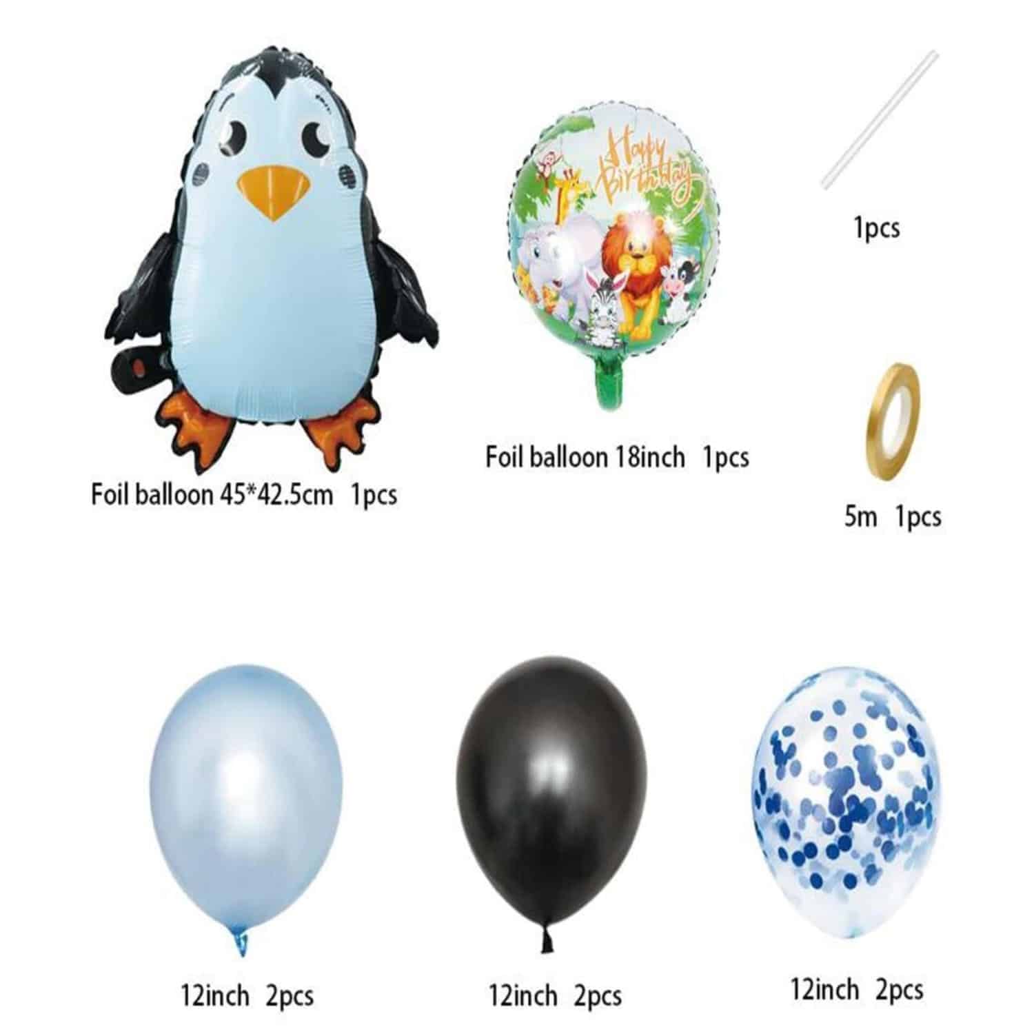 5x Folienballon Pinguin Helium Ballon Luftballon Ballon Penguin Lila