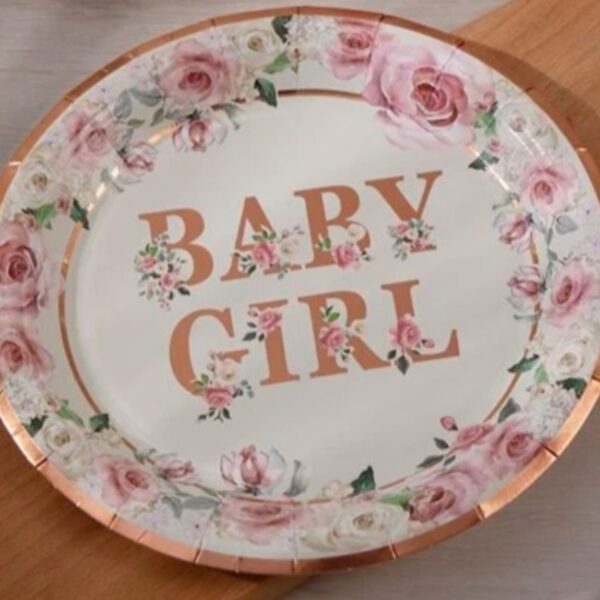 Floral Baby Girl Paper Plate