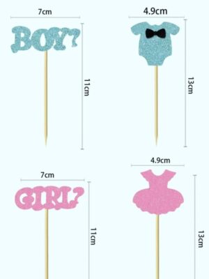 Gender Reveal Glitter Cupcake Toppers