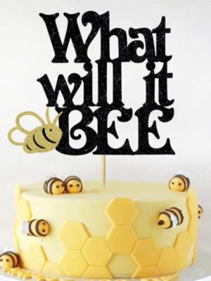 Glitter Bee Cake Topper Gender Reveal