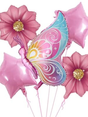 Butterfly and Flower Foil Balloon Set