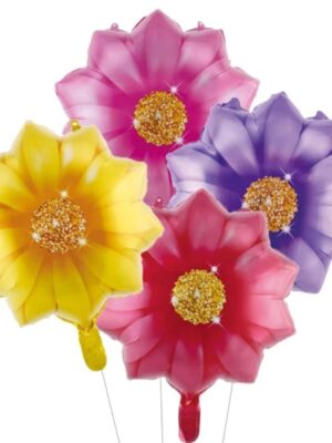 Flower Shaped Foil Balloons 4 Piece