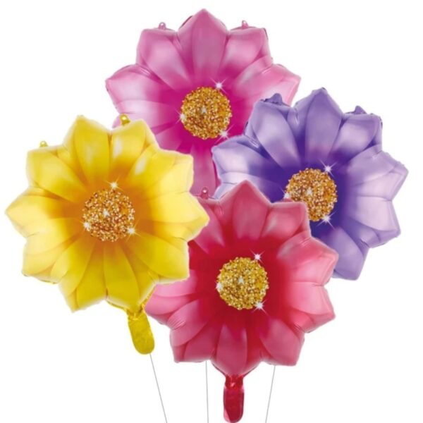 Flower Shaped Foil Balloons 4 Piece