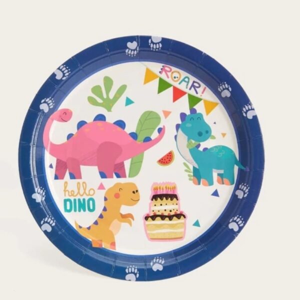 Cute Cartoon Dinosaur Paper Plates 10 Piece