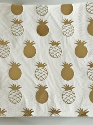 Pineapple Gold Foil Print Serviettes 16 Piece