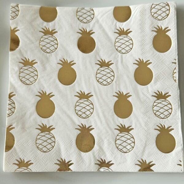 Pineapple Gold Foil Print Serviettes 16 Piece