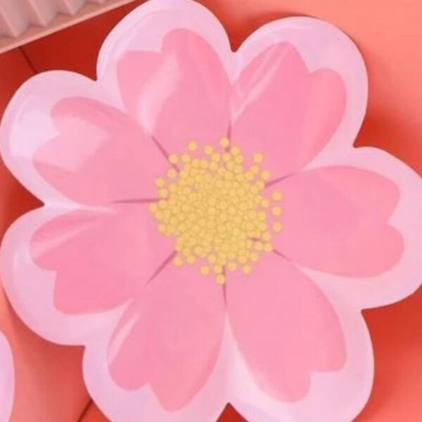Pink Flower Shaped Paper Plates