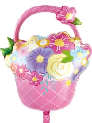 Pretty Flower Basket Shaped Foil Baloon with blooming flowers