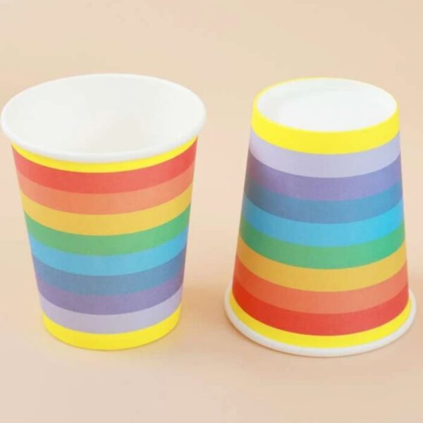 Rainbow Stripe Paper Cups- 8 Piece