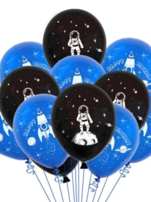 Black and Blue Space Themed Latex Balloons