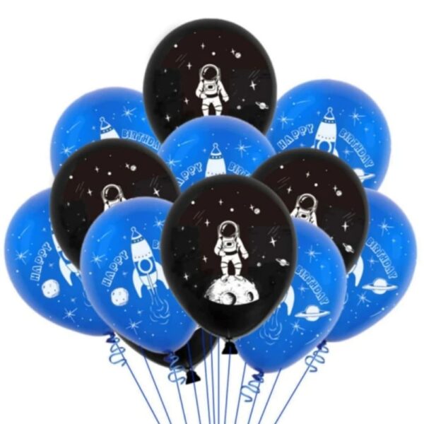 Black and Blue Space Themed Latex Balloons