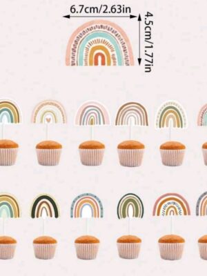 Boho Rainbow Cupcake Toppers