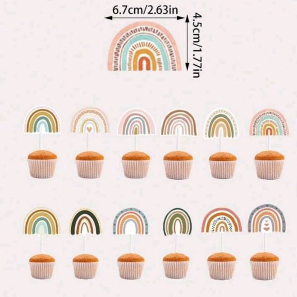 Boho Rainbow Cupcake Toppers