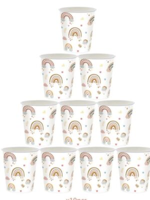 Boho Rainbow Paper Cups 10 Piece