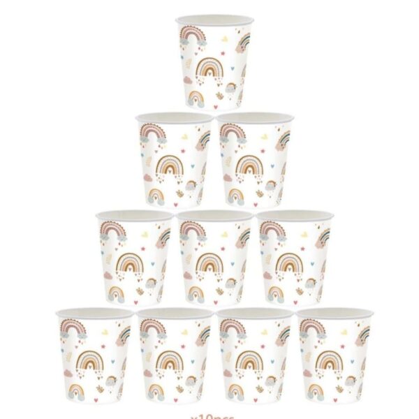 Boho Rainbow Paper Cups 10 Piece