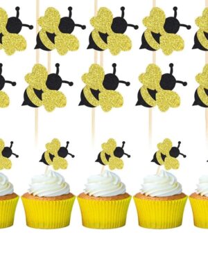 Bumble Bee Shaped Cupcake Toppers 12 Piece