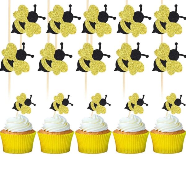 Bumble Bee Shaped Cupcake Toppers 12 Piece