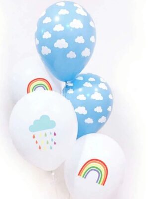 Cloud And Rainbow Latex Balloons 5 Piece