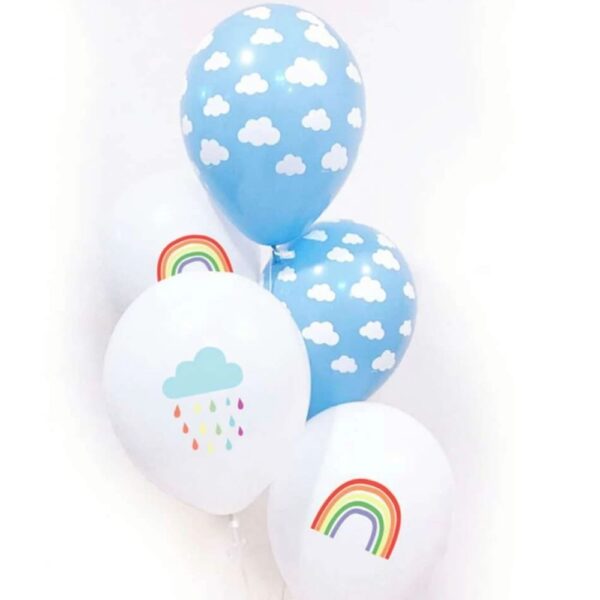 Cloud And Rainbow Latex Balloons 5 Piece
