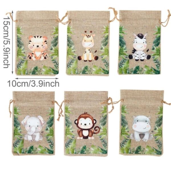 Cute Safari Cartoon Animal Drawstring Favor Bags