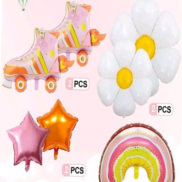 Daisy Boho Rainbow Roller Skate Balloon Set