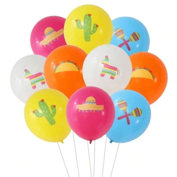 Fiesta Themed Latex Balloons 10 Piece