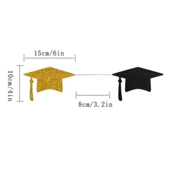 Gold Glitter and Black Graduation Bunting overall length 3 meters