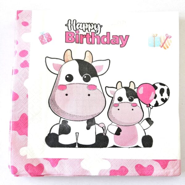 Happy Birthday Cow Themed Party Serviettes 1 1