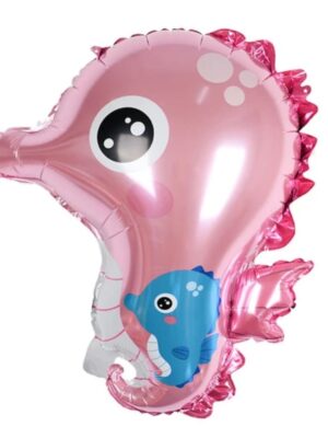 Pink Seahorse Shaped Foil Balloon