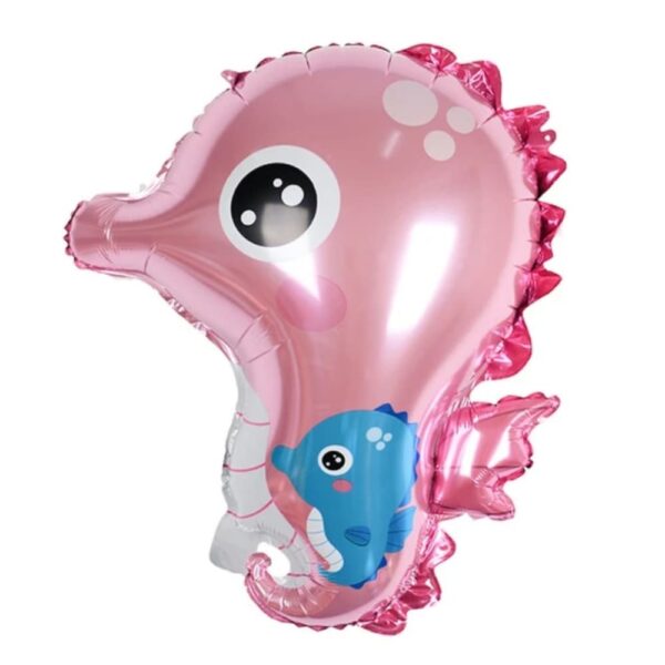 Pink Seahorse Shaped Foil Balloon