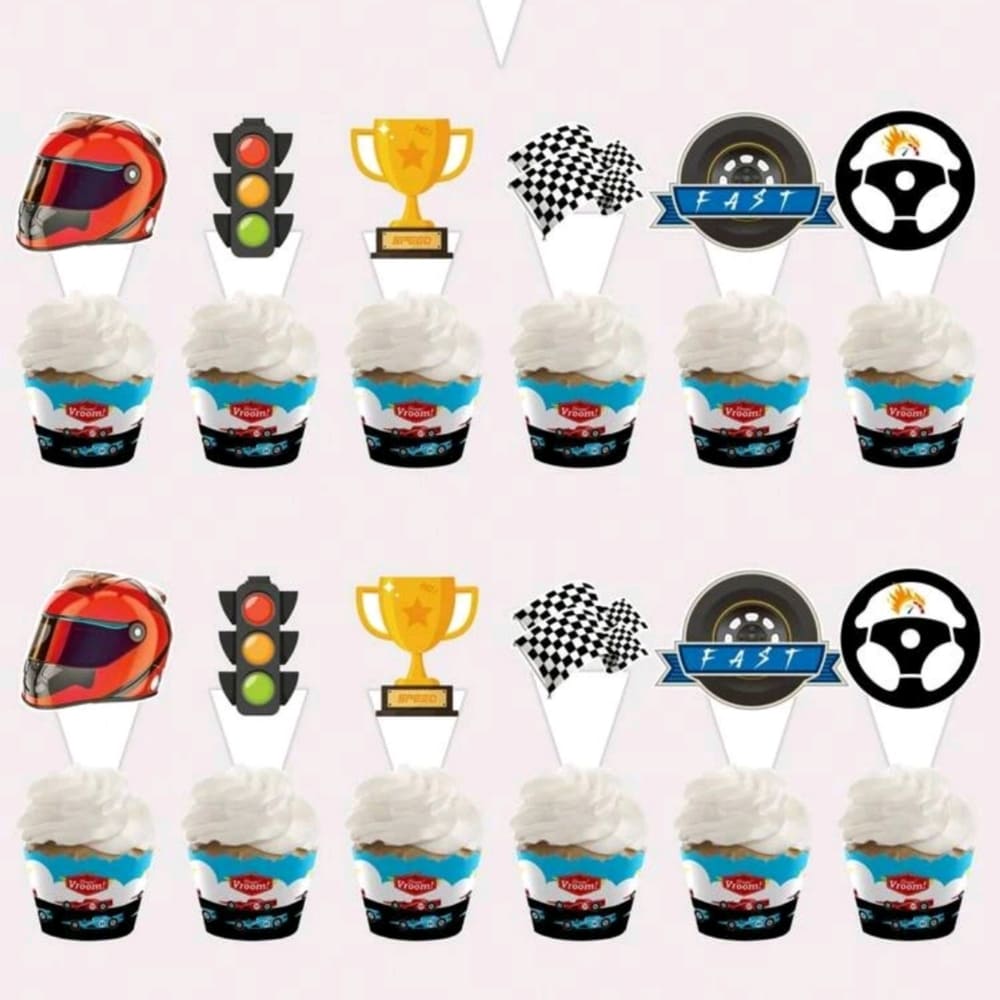 Racing Car Themed Party Cupcake Toppers 1 Racing Car Themed Cupcake Toppers 12 Piece