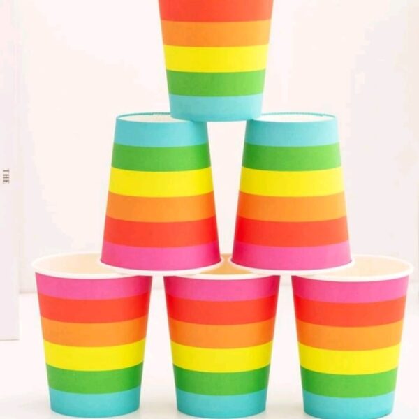 Rainbow Stripe Paper Cups