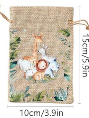 Safari Animals Drawstring Favor Bags 6 Piece