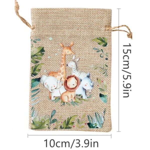 Safari Animals Drawstring Favor Bags 6 Piece