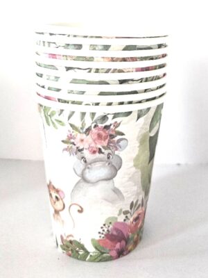 Safari Floral Hippo Disposable Cup