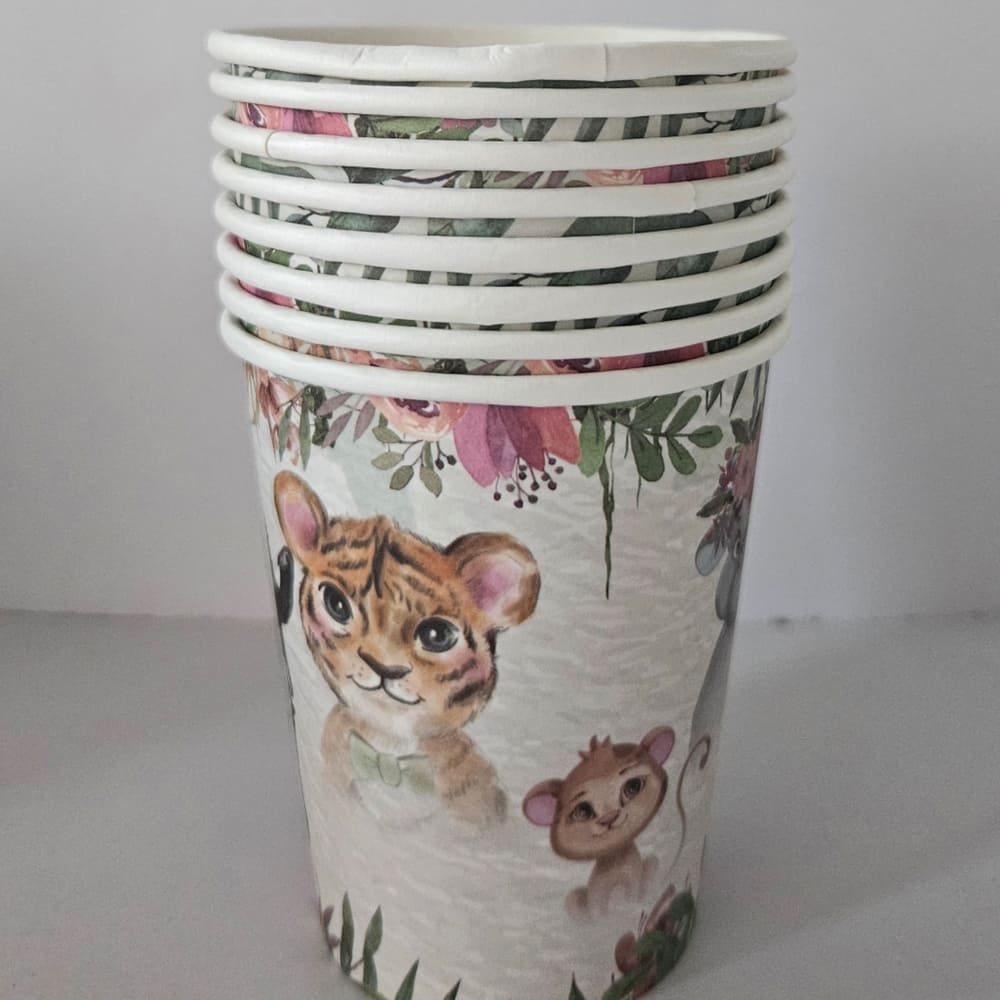 Safari Floral Paper Cups 2 Safari Floral Lion Disposable Cup