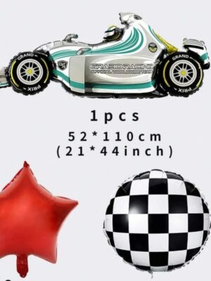 Silver Racing Car Foil Balloon Set