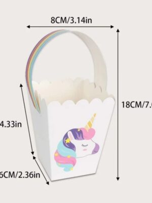 Unicorn Favor Box With Rainbow Handle 10 Piece