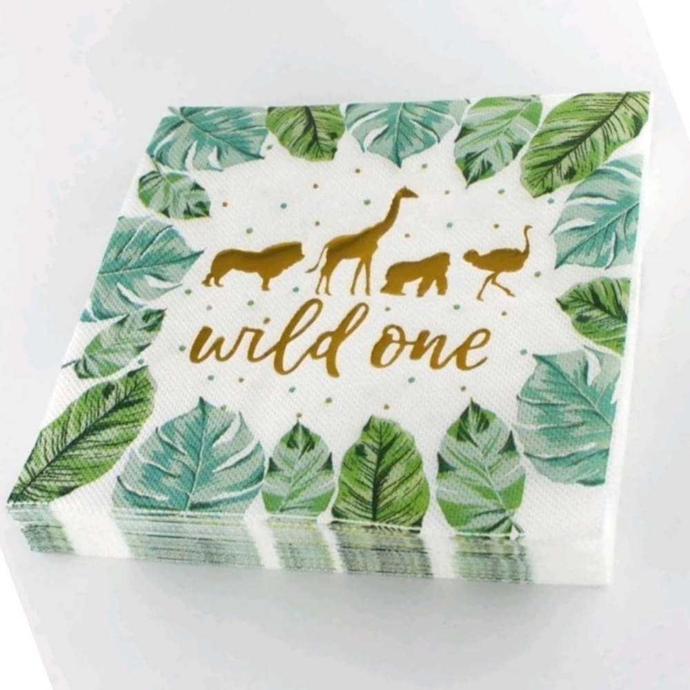 Safari Tropical Serviettes 1 Wild One Gold Foil Print Serviettes