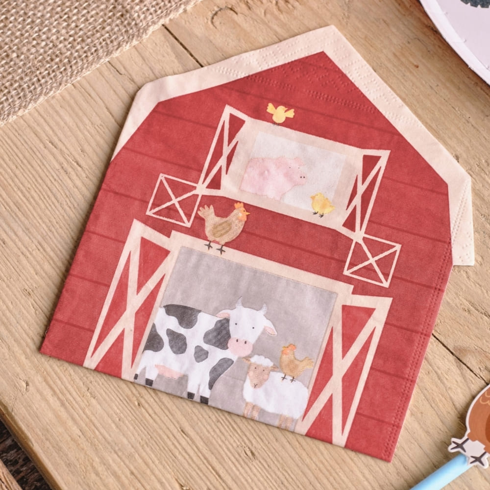 Farm Animal Serviettes 1 Barnyard Shaped Serviettes 16 Piece