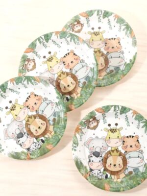 Cute Cartoon Safari Animals Party Paper Plates