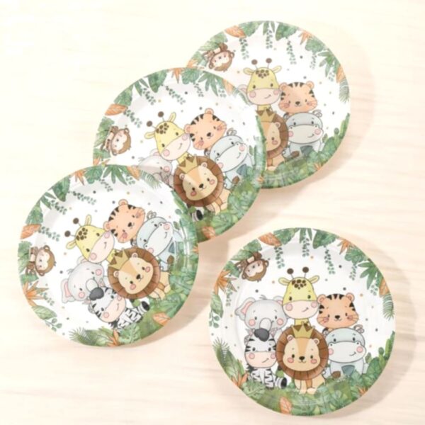 Cute Cartoon Safari Animals Party Paper Plates