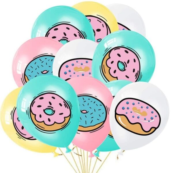 Donut Print Latex Balloons 16 Piece