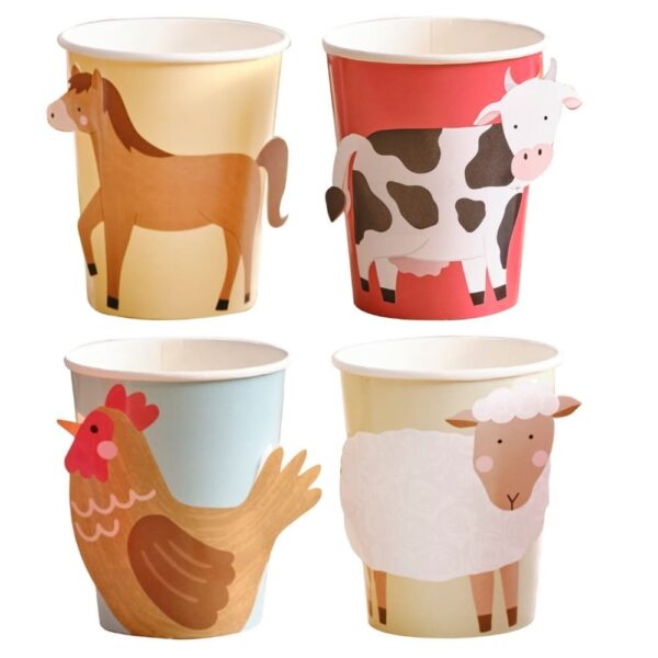 Farm Animal Party Paper Cups 8 Cups