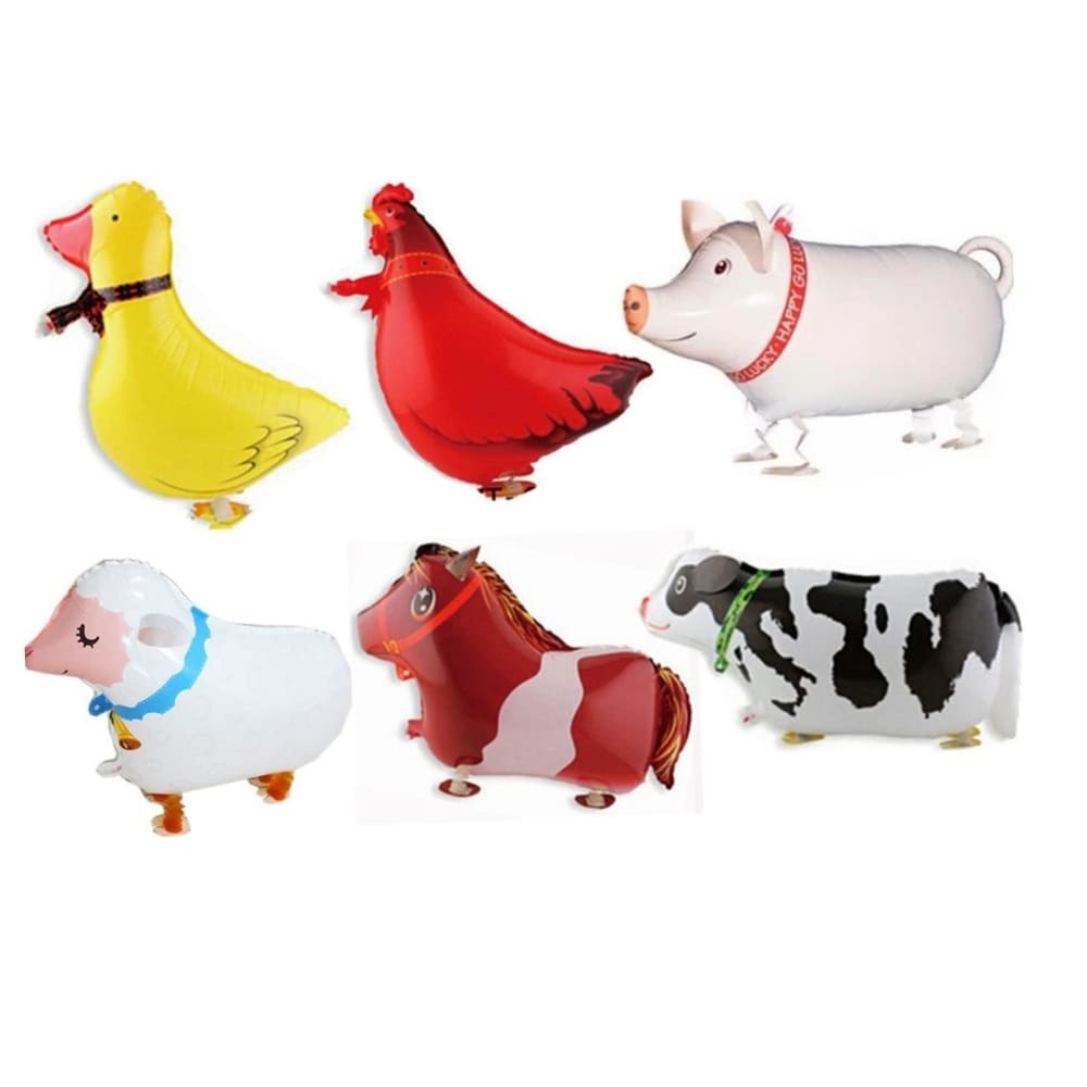 Farm Animals Walking Balloons-6 Piece - Pretty Party Shop