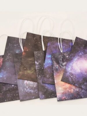 Galaxy Party Paper Favor Bags with Handle 5 Piece