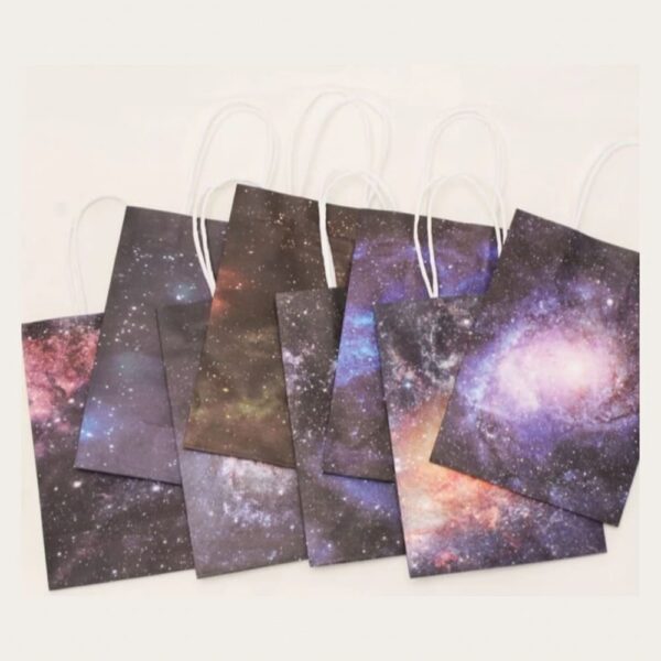 Galaxy Party Paper Favor Bags with Handle 5 Piece